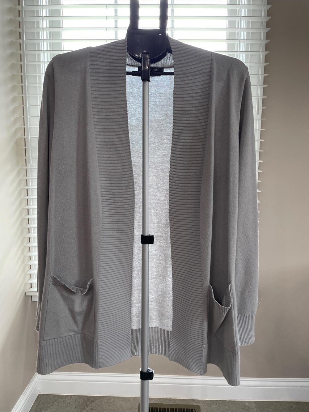 Open-Front Light Gray Women's Cardigan Sweater